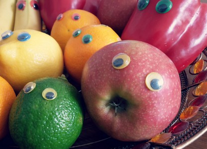 Lustige Obst- und Gemüsefreunde