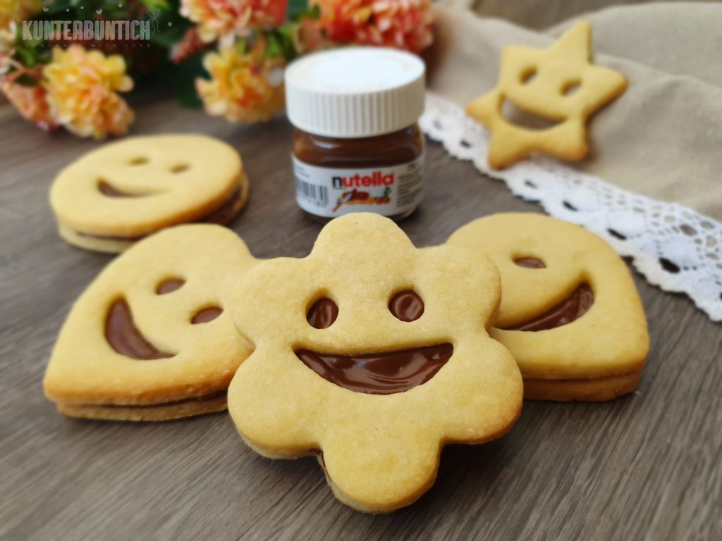 Smiley Keks Mürbteig Füllung Nutella