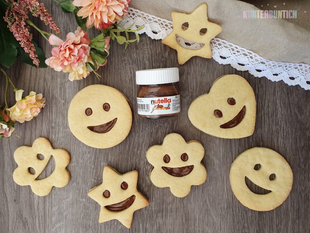 Smiley Kekse Mürbteig Füllung Nutella