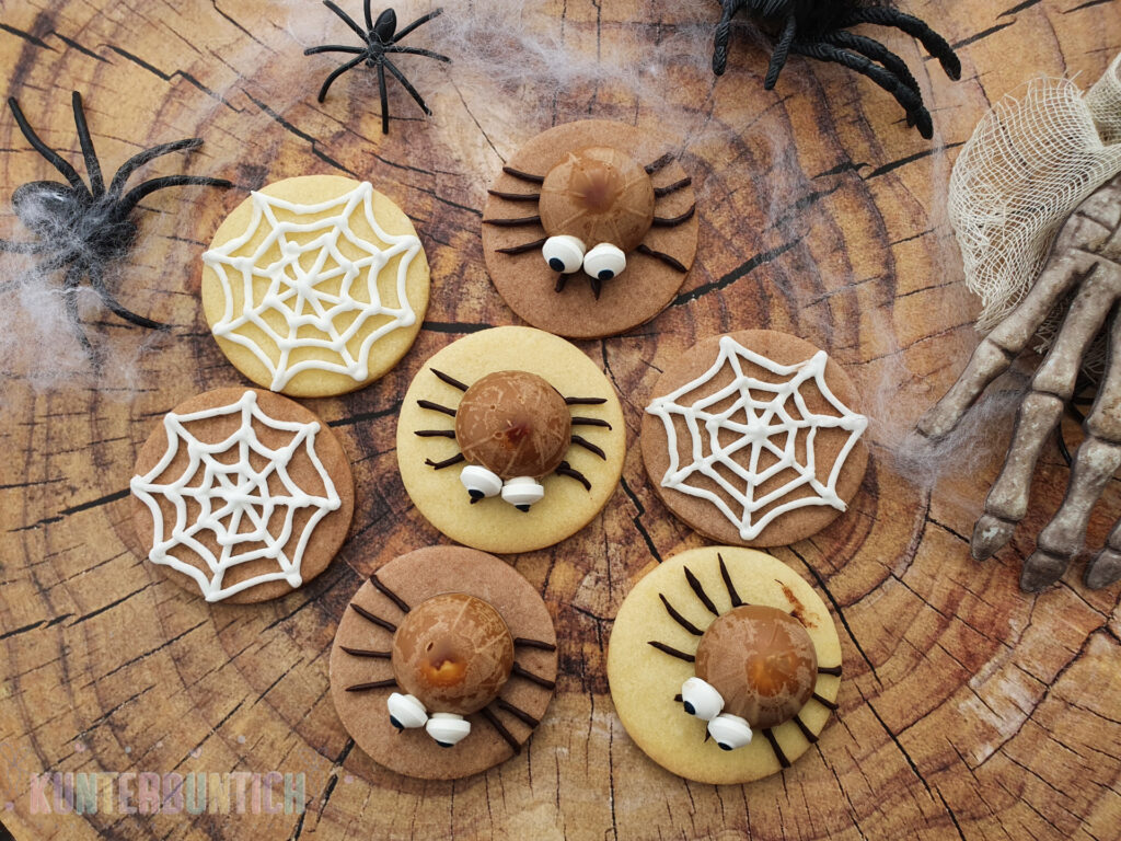 Halloweenkekse Toffifee-Spinnen