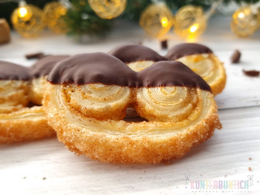 Mini-Schweinsöhrchen Blätterteig Zartbitterschokolade